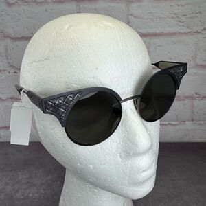 Bottega Veneta Ruthenium Grey Quilted Sunglasses NWT BV0113s